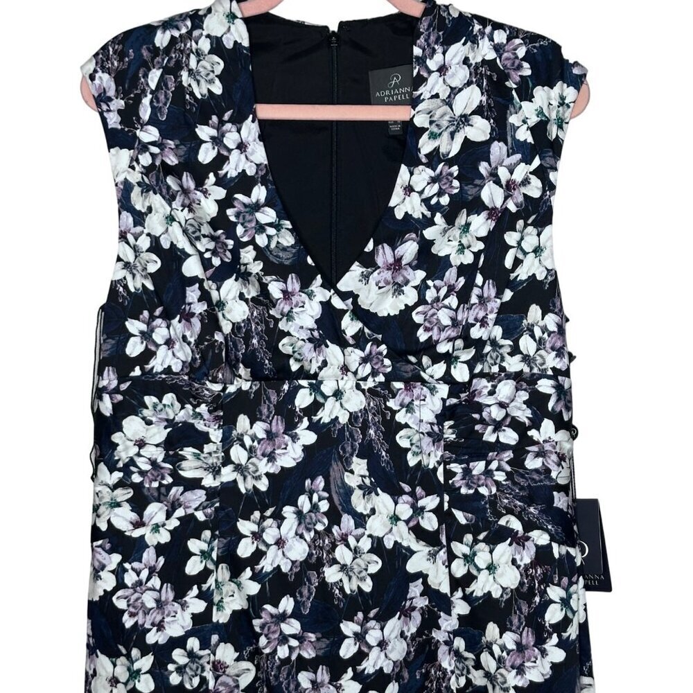 NWT Adrianna Papell High Neck Sheath Dress Size 14 Nordstrom Floral Pattern Line - Picture 7 of 16